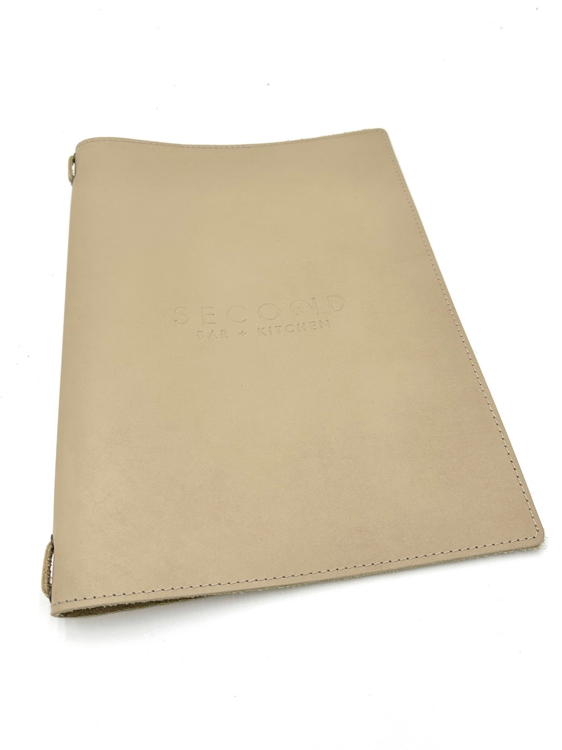 Leather Menu Book - Split Tabloid with Leather Strap and Soft Cover - Savilino