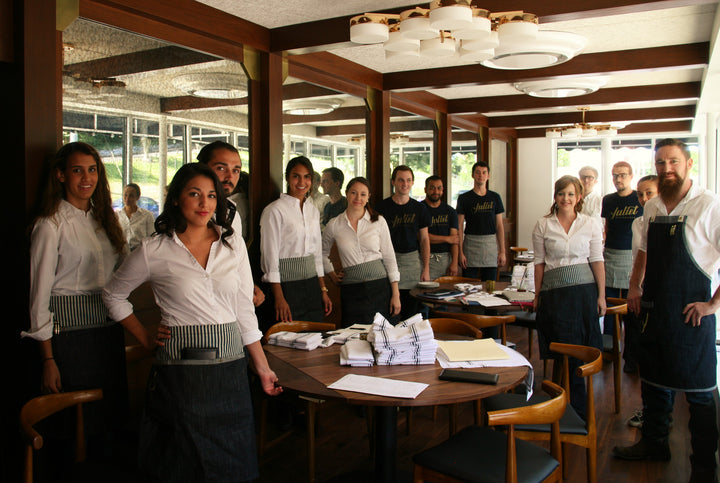 Restaurant staff at Juliet wearing Savilino