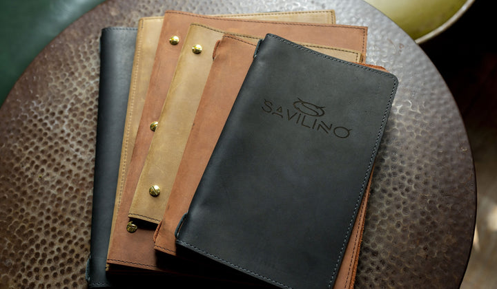 Various custom Savilino leather menus